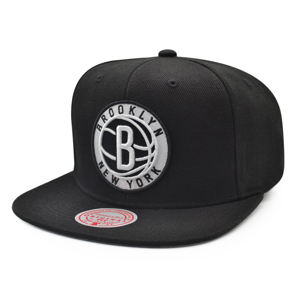 Brooklyn Nets Mitchell & Ness INVERTED LOGO Snapback NBA Hat - Black