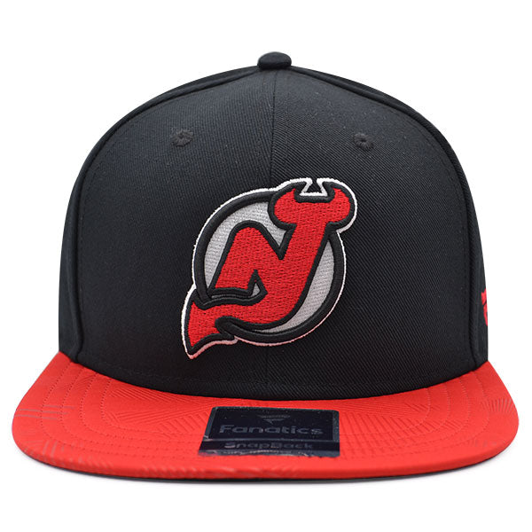 New Jersey Devils Fanatics NHL Visor Mark Snapback Adjustable Hat - Black/Red