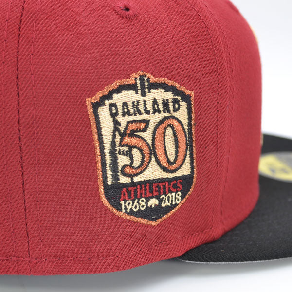 Oakland Athletics 50th ANNIVERSARY Exclusive New Era 59Fifty Fitted Hat - Brick/Black