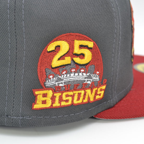 Buffalo Bisons 25th ANNIVERSARY Exclusive New Era 59Fifty Fitted Hat – Dark Graphite/HRed