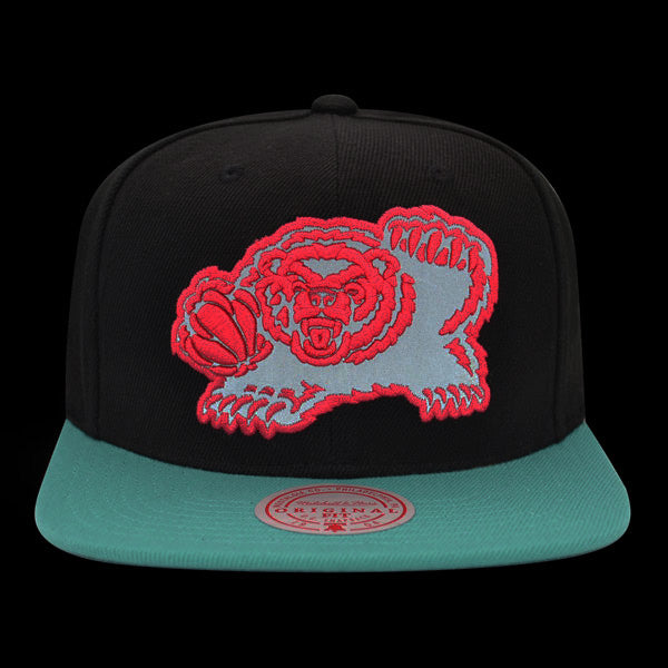 Vancouver Grizzlies Mitchell & Ness NBA REFLECTIVE TIME Snapback Hat - Black/Teal