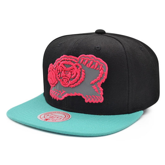 Vancouver Grizzlies Mitchell & Ness NBA REFLECTIVE TIME Snapback Hat - Black/Teal