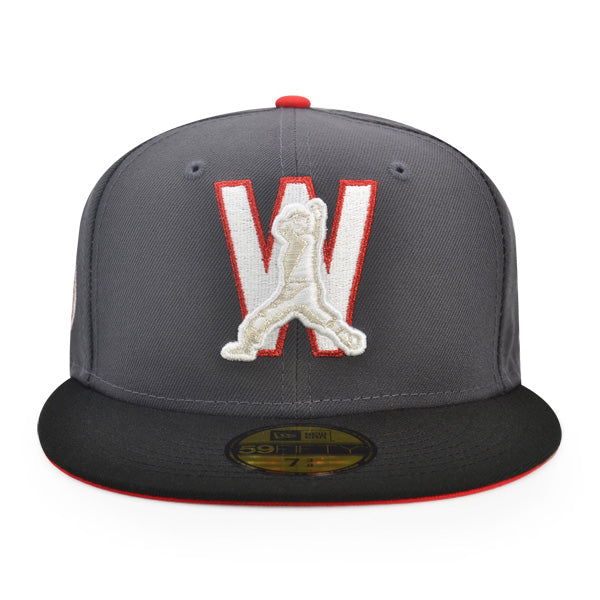 Washington Senators Alternate Logo PITCHER Exclusive New Era 59Fifty Fitted Hat  - Graphite/Black