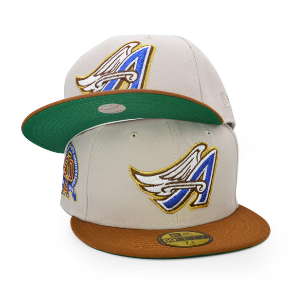 Anaheim Angels 50th ANNIVERSARY Exclusive New Era 59Fifty Fitted Hat - Stone/Peanut