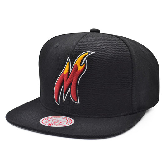 Miami Heat Mitchell & Ness LOGO REMIX Snapback NBA Hat - Black/Fire