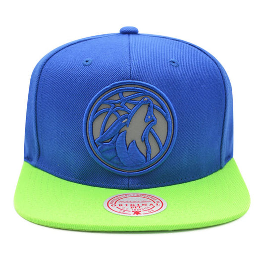 Minnesota Timberwolves Mitchell & Ness NBA REFLECTIVE TIME Snapback Hat - Royal/Lime