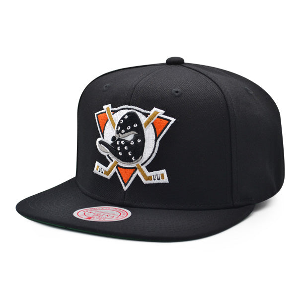 Anaheim Ducks Mitchell & Ness NHL ALTERNATE FLIP Snapback Adjustable Hat - Black/Orange