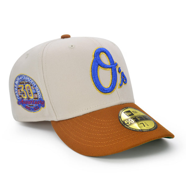 Baltimore Orioles 30th ANNIVERSARY Exclusive New Era 59Fifty Fitted Hat - Stone/Peanut