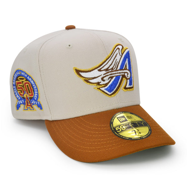 Anaheim Angels 50th ANNIVERSARY Exclusive New Era 59Fifty Fitted Hat - Stone/Peanut