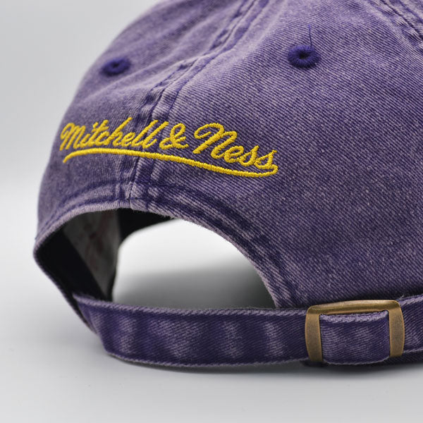 Los Angeles Lakers Exclusive Mitchell & Ness 1987-88 NBA Back to Back CHAMPIONS Dad Strapback Hat - Purple