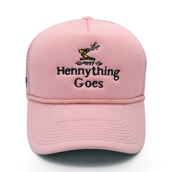 Field Grade HENNYTHING GOES Foam Trucker Snapback Adjustable Hat - Pink/Black