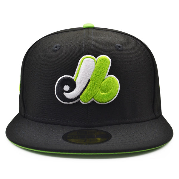 Montreal Expos 35th Anniversary Exclusive New Era 59Fifty Fitted Hat - Black/Lime Bottom