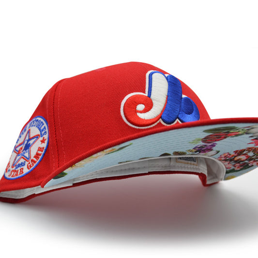 Montreal Expos 1982 ALL-STAR GAME Exclusive New Era 59Fifty Fitted Hat - Red/Floral Bottom