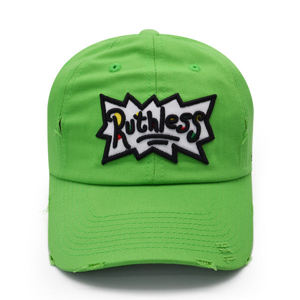 Field Grade RUTHLESS Strapback Adjustable Distressed Hat - Electric Green