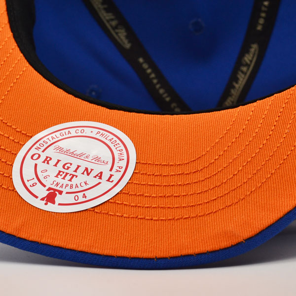 New York Knicks Mitchell & Ness NBA FRONT LOADED Snapback Hat- Royal/Orange