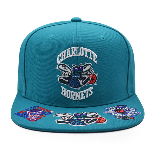 Charlotte Hornets Mitchell & Ness NBA FRONT LOADED Snapback Hat- Teal/Purple