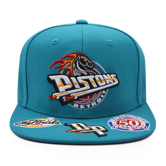 Detroit Pistons Mitchell & Ness NBA FRONT LOADED Snapback Hat- Green/Maroon