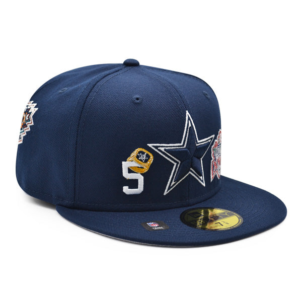 Dallas Cowboys COUNT THE RINGS Exclusive New Era 59Fifty Fitted Hat - Navy/Gray UV