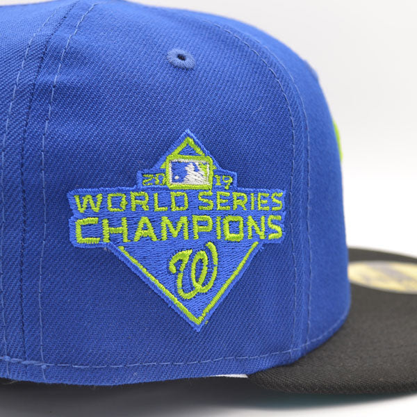 Washington Nationals 2019 WORLD SERIES Exclusive New Era 59Fifty Fitted Hat – Royal/Lime/Mint Bottom