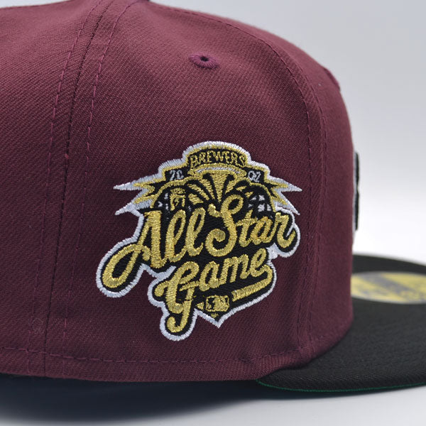 Milwaukee Brewers 2002 ALL-STAR GAME Exclusive New Era 59Fifty Fitted Hat – Maroon/Black/Green UV