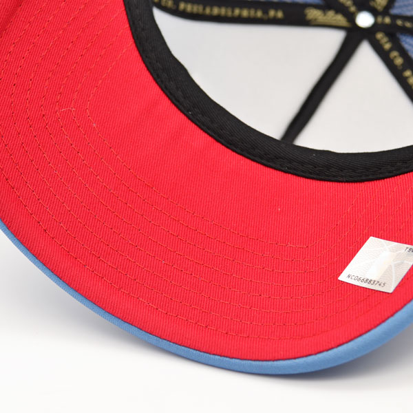 Houston Rockets Mitchell & Ness KEEP ON TRUCKIN Foam Trucker Snapback Hat -Sky/Red