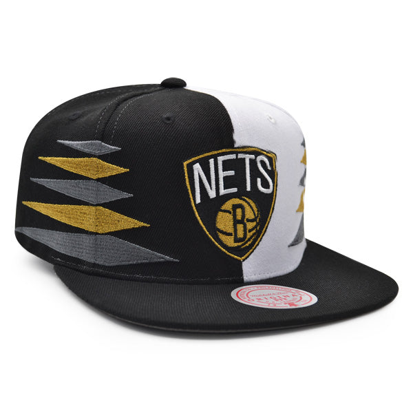 Brooklyn Nets Mitchell & Ness DIAMOND CUT Snapback NBA Hat - Black/Gray/Gold