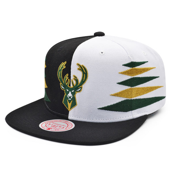 Milwaukee Bucks Mitchell & Ness DIAMOND CUT Snapback NBA Hat - Green/Gold/Black