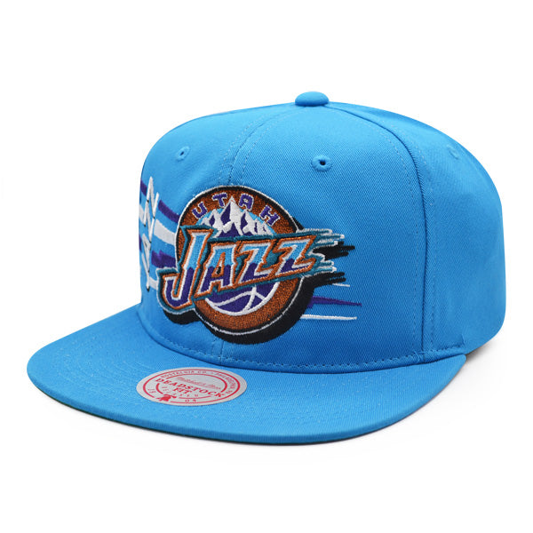 Utah Jazz Mitchell & Ness RETRO BOLT DeadStock Snapback Hat - Vice Blue/Purple