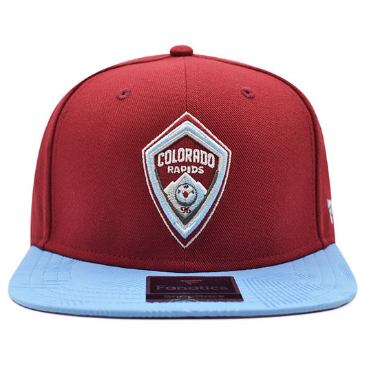 Colorado Rapids Fanatics MLS Visor Mark Snapback Adjustable Hat - Maroon/Light Blue