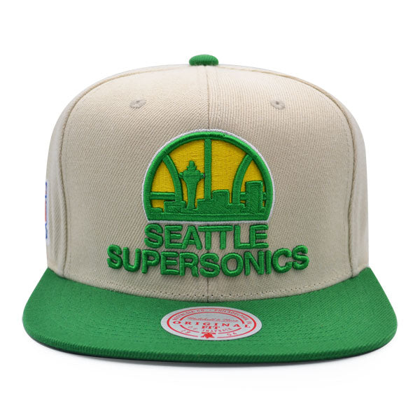 Seattle Supersonics 35th Anniversary Mitchell & Ness Snapback Hat - Off White/Green