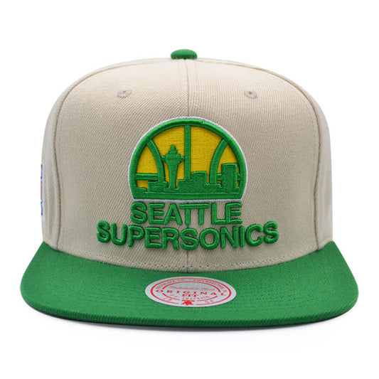 Seattle Supersonics 35th Anniversary Mitchell & Ness Snapback Hat - Off White/Green