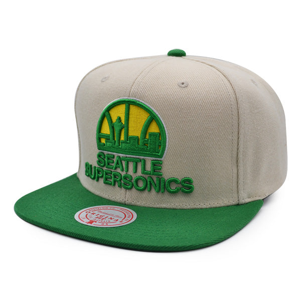 Seattle Supersonics 35th Anniversary Mitchell & Ness Snapback Hat - Off White/Green