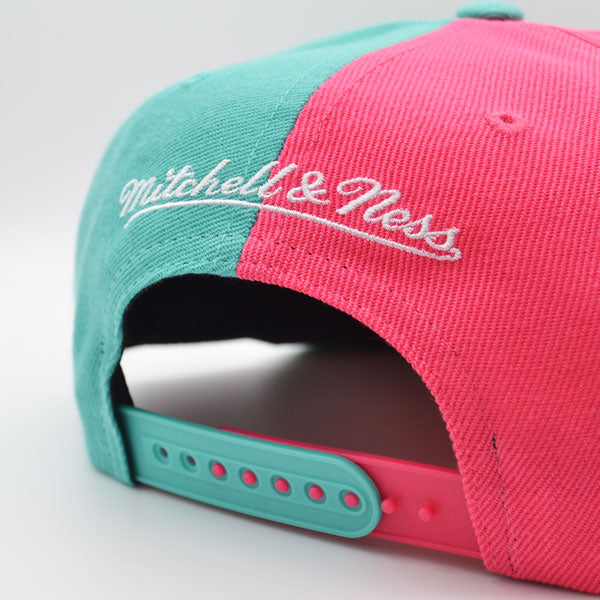 San Antonio Spurs Mitchell & Ness DIAMOND CUT Snapback HWC Hat - Teal/Pink