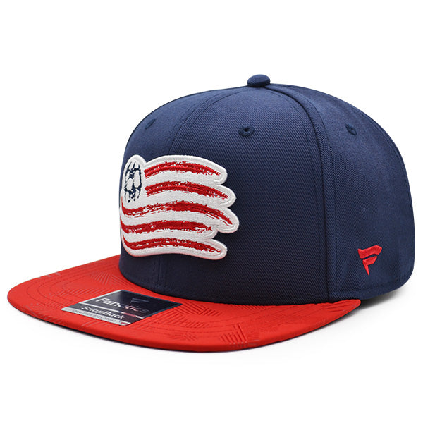 New England Revolution Fanatics MLS Visor Mark Snapback Adjustable Hat - Navy/Red