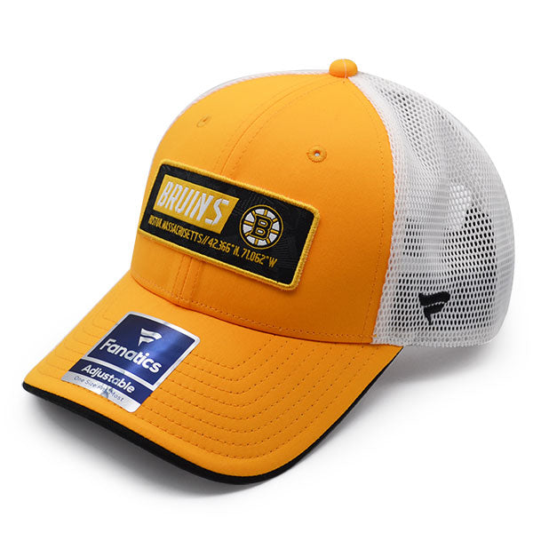 Boston Bruins Fanatics ICONIC Trucker Mesh NHL Snapback Hat - Gold/Black