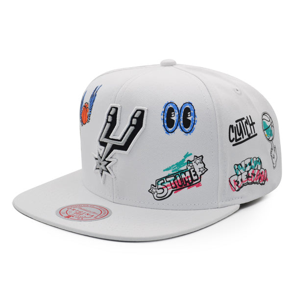 San Antonio Spurs Mitchell & Ness HAND DRAWN Snapback Hat