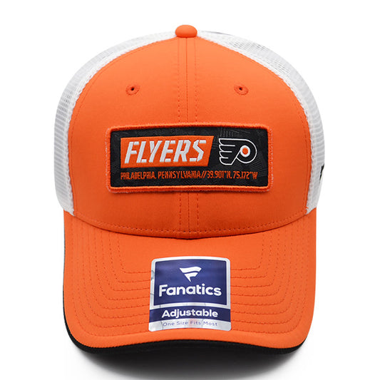 Philadelphia Flyers Fanatics ICONIC Trucker Mesh NHL Snapback Hat - Orange/Black