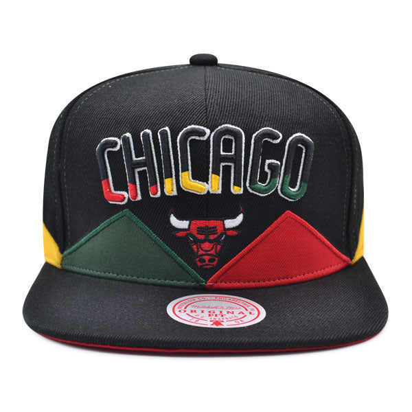 Chicago Bulls Mitchell & Ness BHM BLACK HISTORY MONTH Snapback NBA Hat - Black/Red/Green