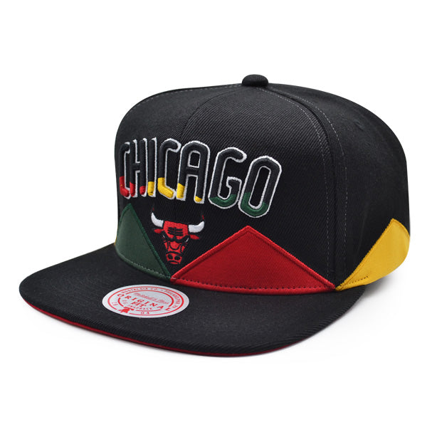 Chicago Bulls Mitchell & Ness BHM BLACK HISTORY MONTH Snapback NBA Hat - Black/Red/Green