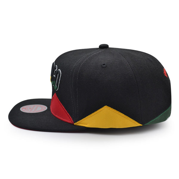 Chicago Bulls Mitchell & Ness BHM BLACK HISTORY MONTH Snapback NBA Hat - Black/Red/Green