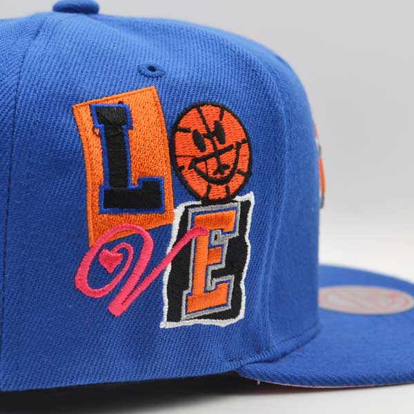 New York Knicks Mitchell & Ness ALL LOVE Snapback Hat - Royal/Pink Bottom