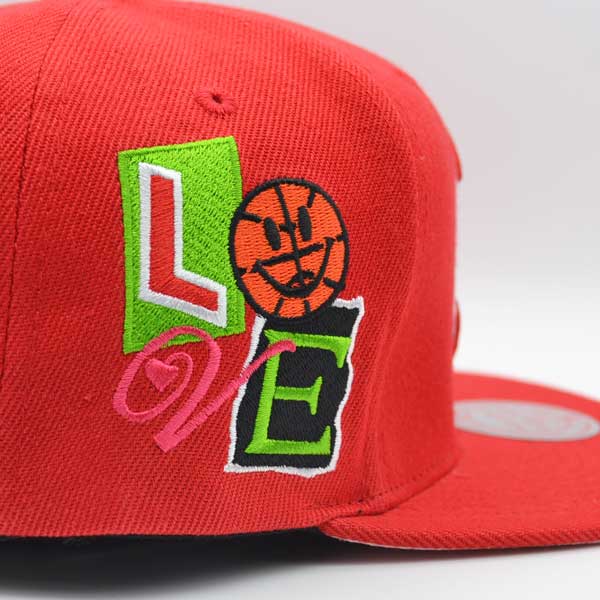 Atlanta Hawks Mitchell & Ness ALL LOVE Snapback Hat - Red/Pink Bottom
