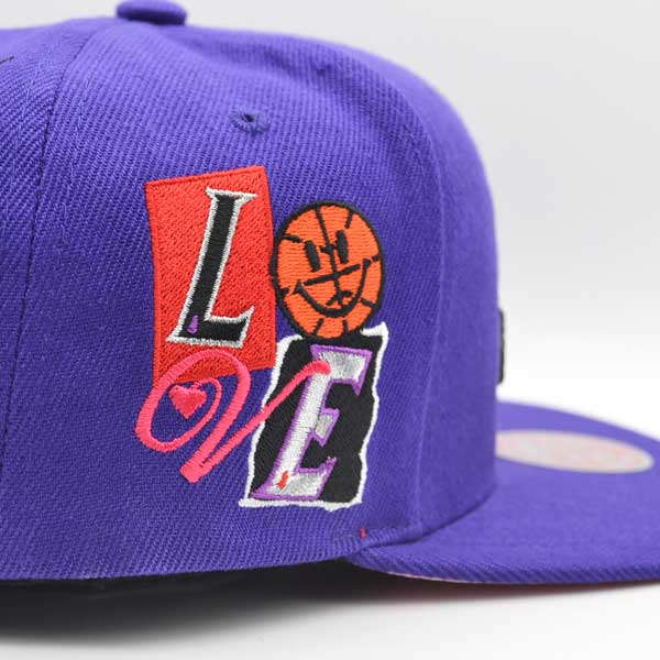 Toronto Raptors Mitchell & Ness ALL LOVE Snapback Hat - Purple/Pink Bottom