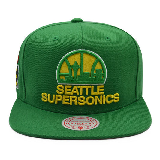 Seattle Supersonics Mitchell & Ness ALL LOVE Snapback Hat - Green/Pink Bottom