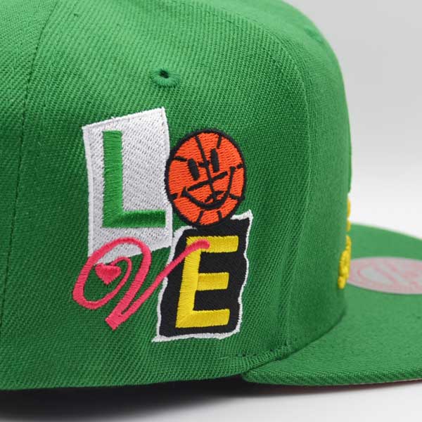 Seattle Supersonics Mitchell & Ness ALL LOVE Snapback Hat - Green/Pink Bottom