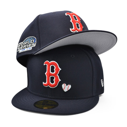 Boston Red Sox 2004 WORLD SERIES Exclusive TEAM HEARTS New Era Fitted 59Fifty MLB Hat -Navy