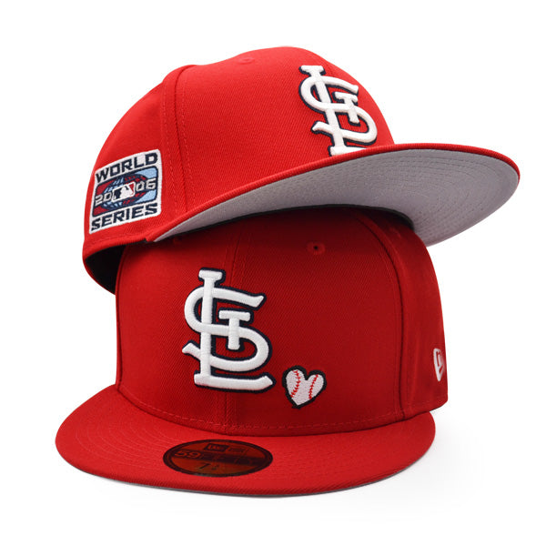 St.Louis Cardinals 2006 WORLD SERIES Exclusive TEAM HEARTS New Era Fitted 59Fifty MLB Hat - Red