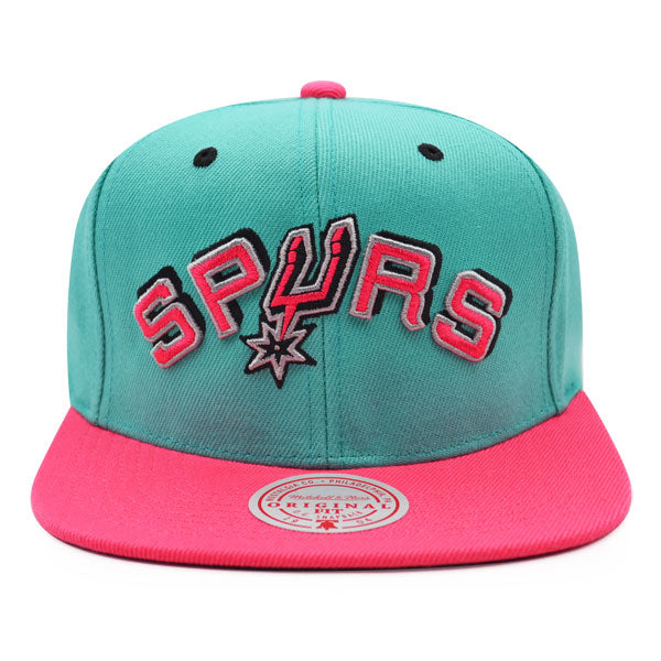 San Antonio Spurs Mitchell & Ness RELOAD Snapback NBA Hat - Teal/Pink/Black Bottom