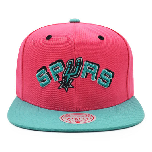 San Antonio Spurs Mitchell & Ness RELOAD Snapback NBA Hat - Pink/Teal/Black Bottom
