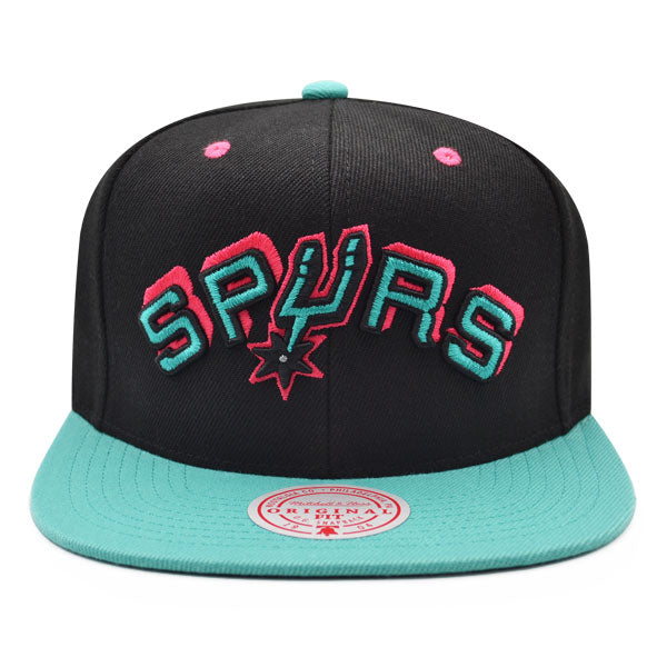 San Antonio Spurs Mitchell & Ness RELOAD Snapback NBA Hat - Black/Teal/Pink